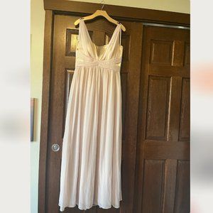 AFTER SIX BRIDESMAID DRESS 6741 IN CAMEO & METALLIC GOLD, LUX CHIFFON size 12